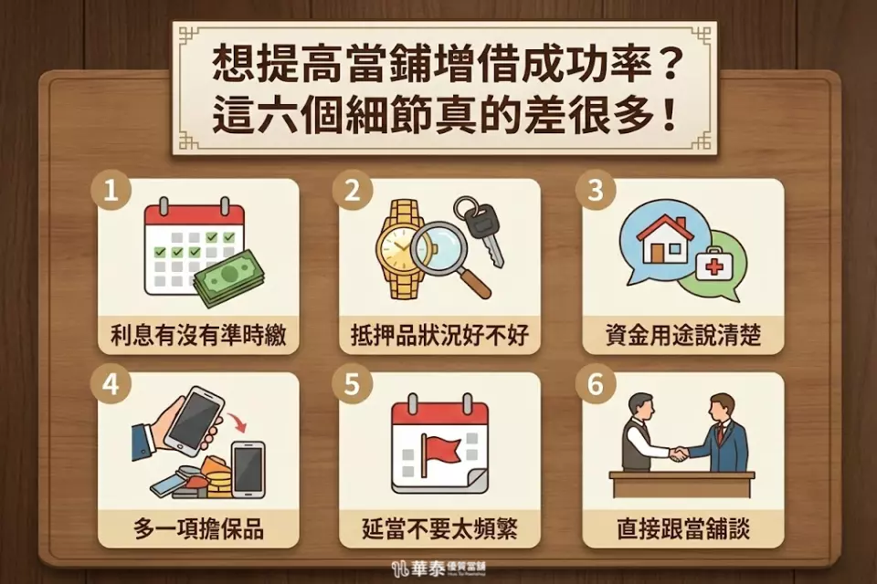 當鋪增借六個重點