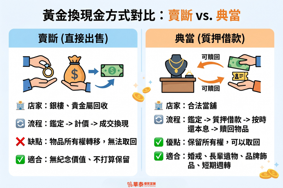 黃金賣斷與典當差異