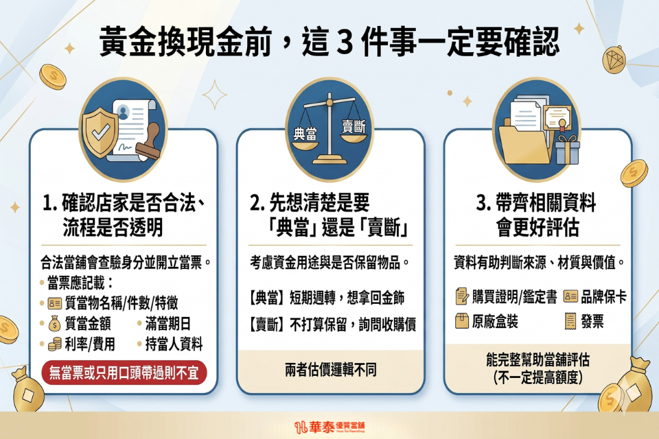 黃金換現金3大重點