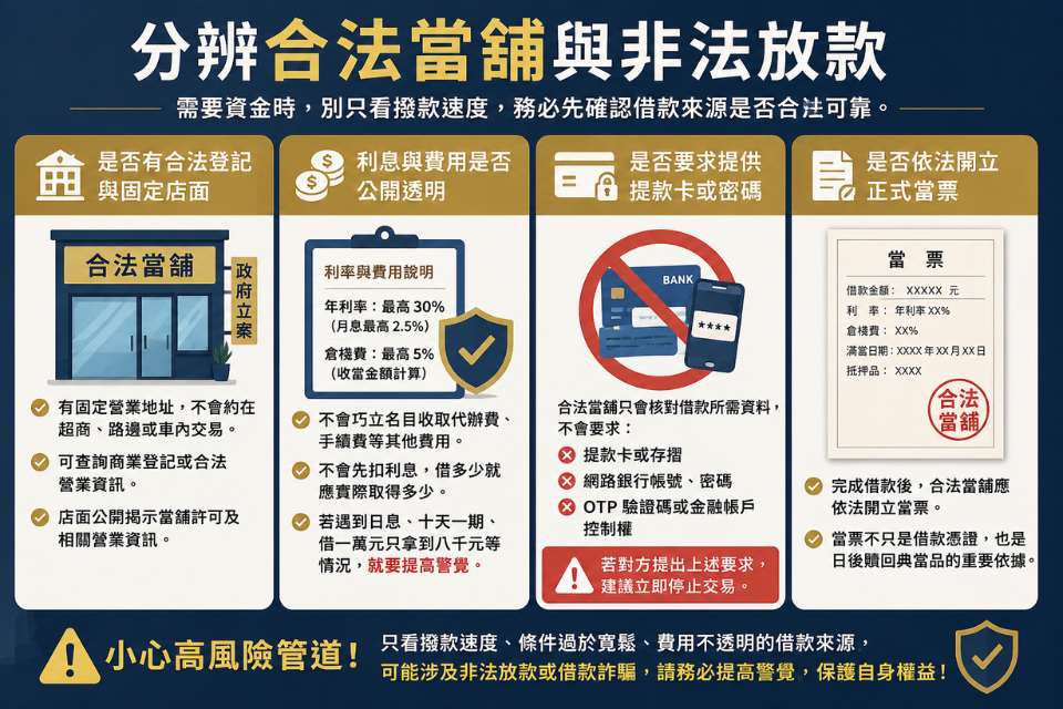 分辨合法當舖與非法放款