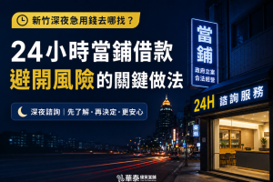新竹深夜急用錢去哪找？24小時當鋪借款避開風險的關鍵做法
